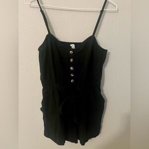 Aerie Black Romper with Gold Buttons
